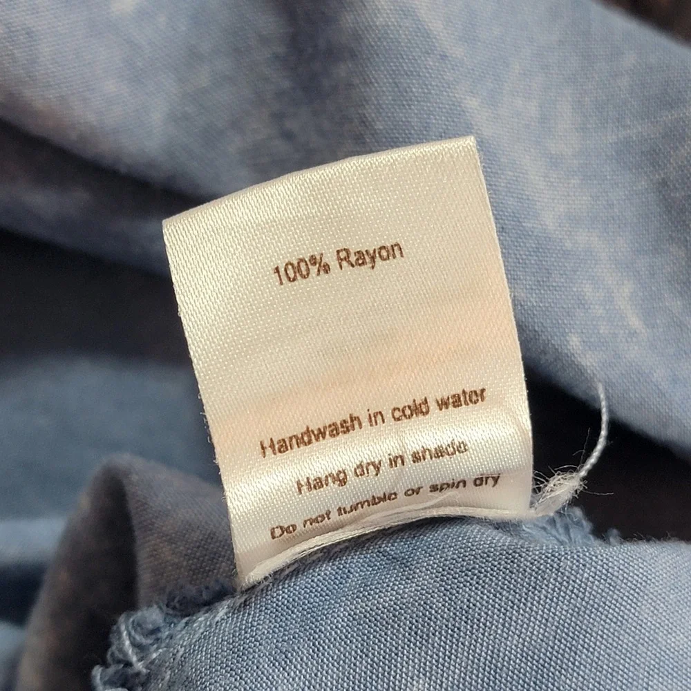 Tiare Hawaii Boho Tunic Top Cover Up Blue Embroidered Lace Sleeveless OS Flowy - Picture 9 of 10